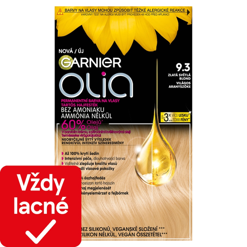 Garnier Olia permanentná farba na vlasy 9.3 zlatá svetlá blond