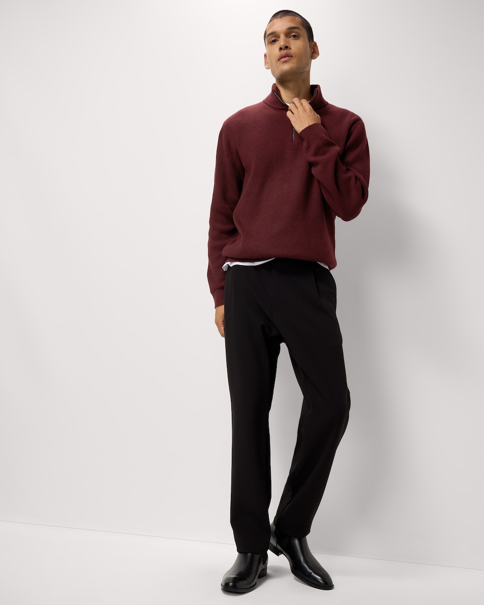 image 1 of F&F Ribbed Half Zip Jumper in Burgundy