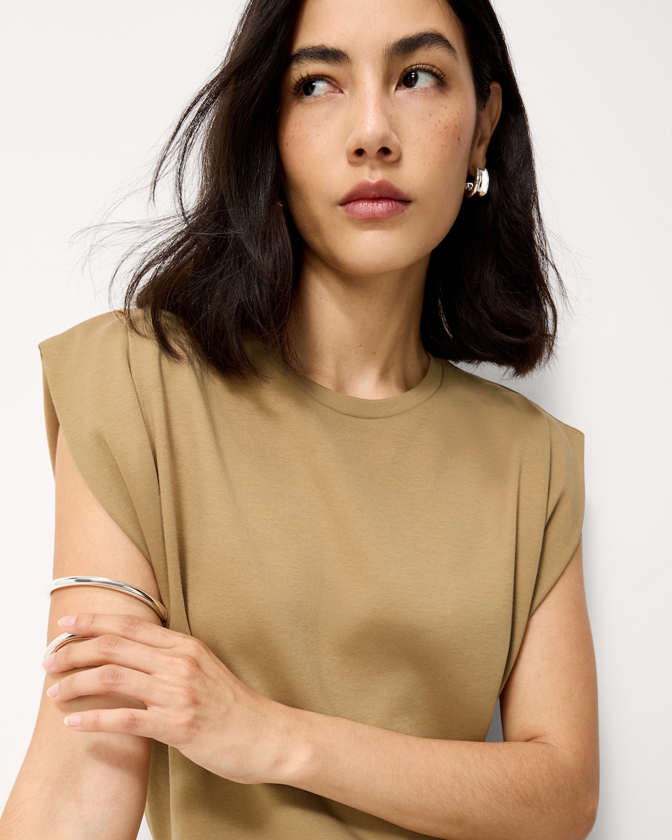 image 1 of F&F Pure Cotton Pintuck T-Shirt in Med Nude