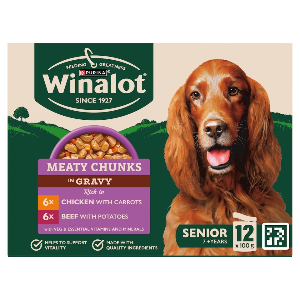 image 1 of WINALOT Meaty Chunks Senior Mixed in Gravy Wet Dog Food 12x100g