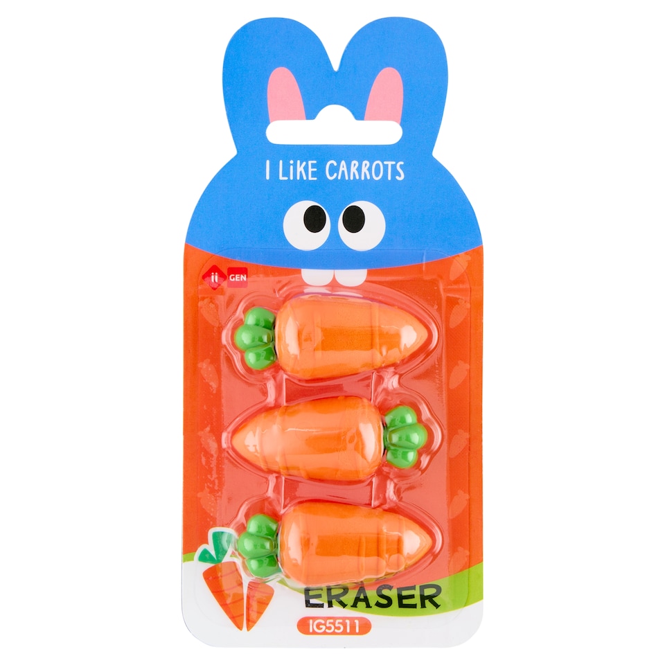 I Like Carrots Eraser 3 pcs