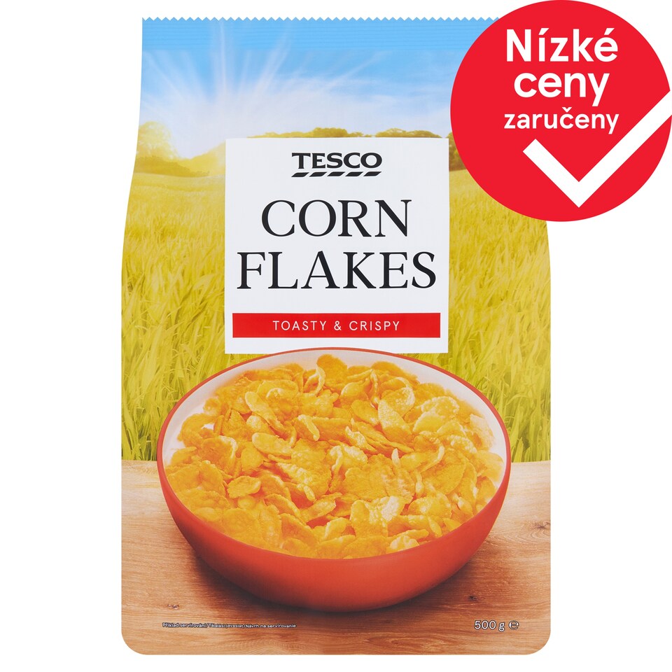 Tesco Zapékané kukuřičné lupínky s přidanými vitaminy 500g