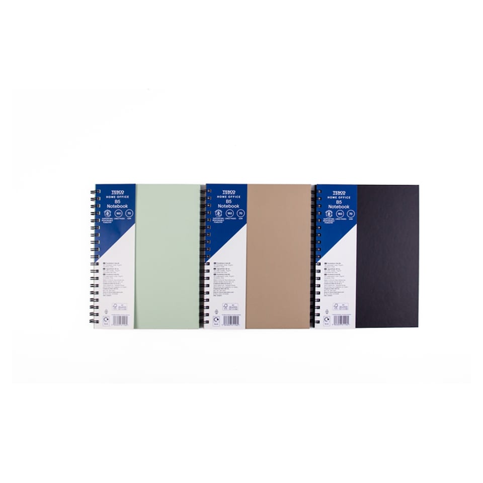 Tesco B5 Wiro Notebook 160 Pages - Assortment
