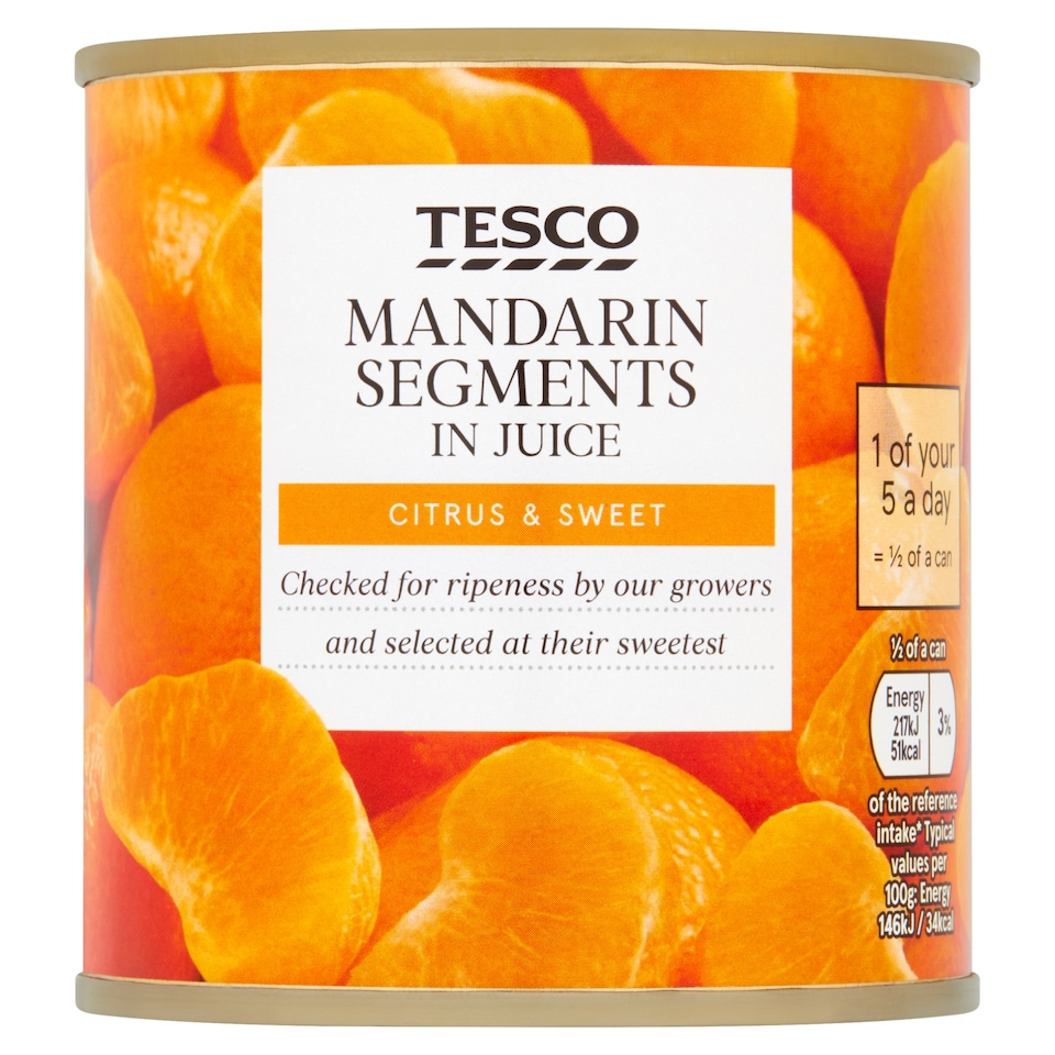 Tesco hámozott mandarin sűrítményből készült mandarinlében 298 g