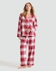 image 1 of F&F Cotton Rich Check Print Revere Shirt and Trousers Pyjama Set in Red