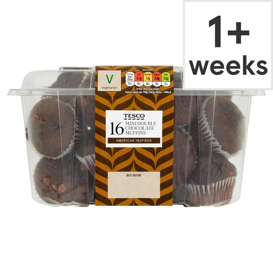 Tesco Double Chocolate Mini Muffins 16 Pack Tesco Groceries