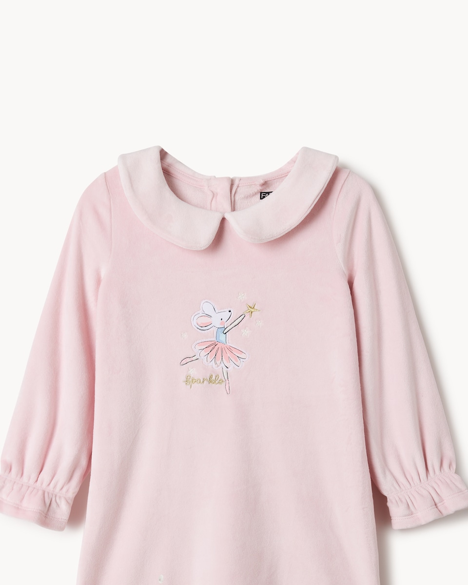 image 1 of F&F Girls 2-Pack Minky Fleece Mouse Ballerina Long Sleeved Nightdresses in Multi