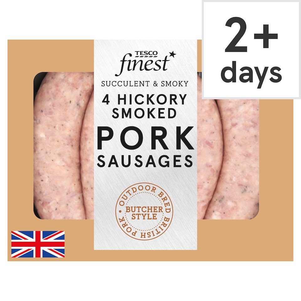 image 1 of Tesco Finest 4 Hickory Smoked Pork Sausages 440g
