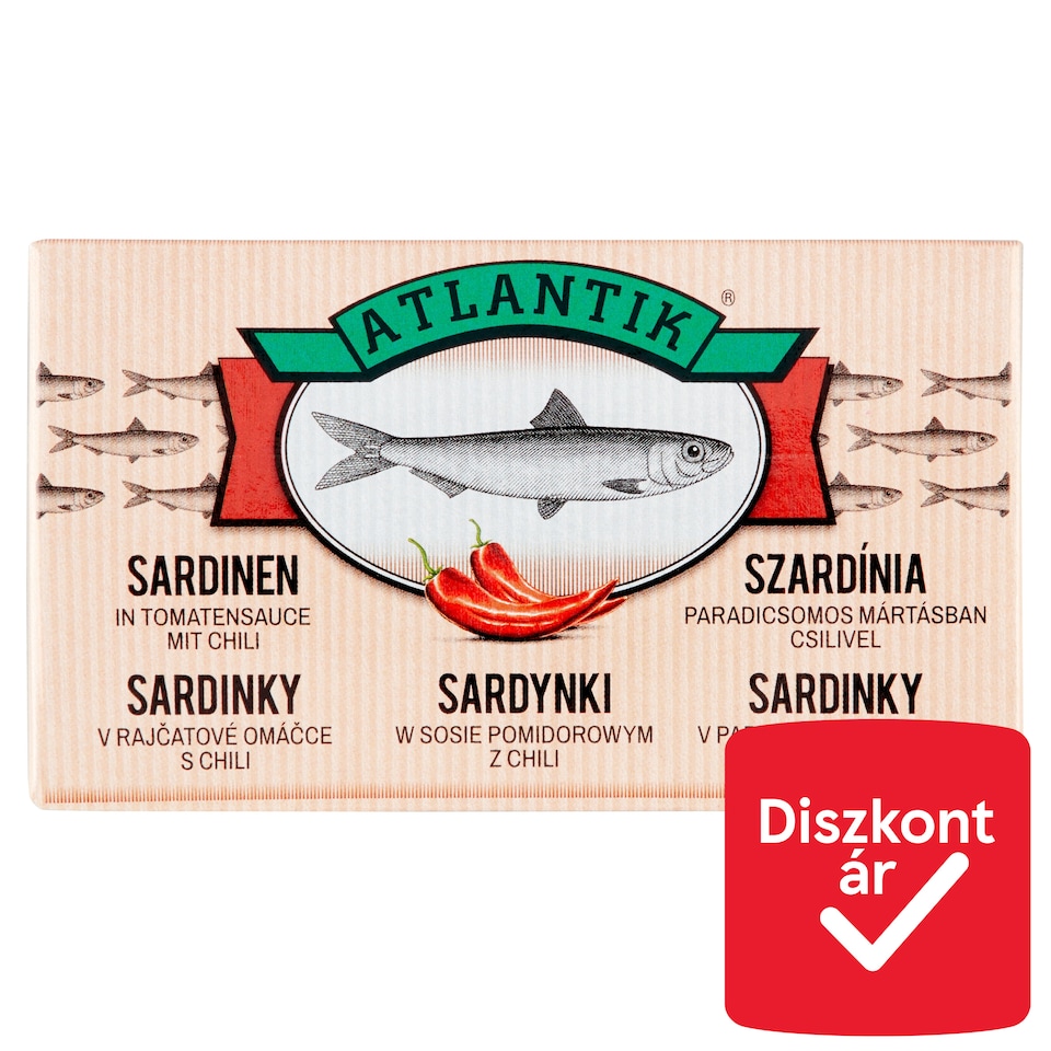 Atlantik szardínia paradicsomos mártásban csilivel 125 g