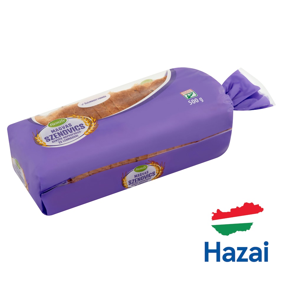 Family Seeded Sandwich Bread with Sunflower and Flax Seeds 500 g