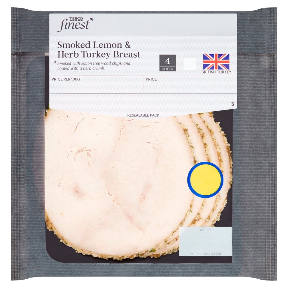 Tesco Finest Deli Smoked Lemon & Herb Turkey Breast 100G Tesco Groceries
