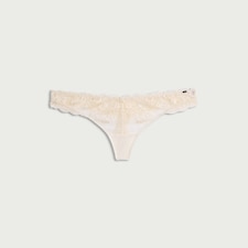 F&F Lace Mesh Floral Thong in Cream