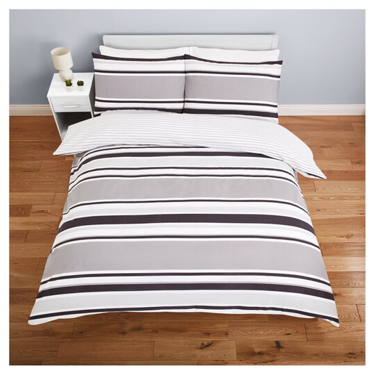 Tesco Black Linear Stripe Duvet Set Double Tesco Groceries