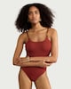 image 2 of F&F Crinkle Textured Braided Strap Swimsuit in Brick