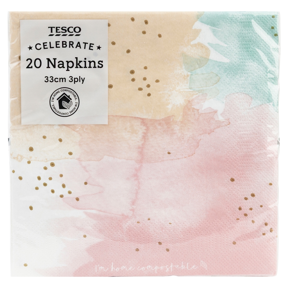 Tesco Watercolour Napkin 20 Pack