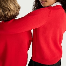 F&F School Unisex 2-Pack Pure Cotton V-Neck Jumpers in Red