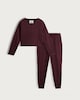 image 5 of F&F Waffle Henley Long Sleeved Pyjama Set in Purple