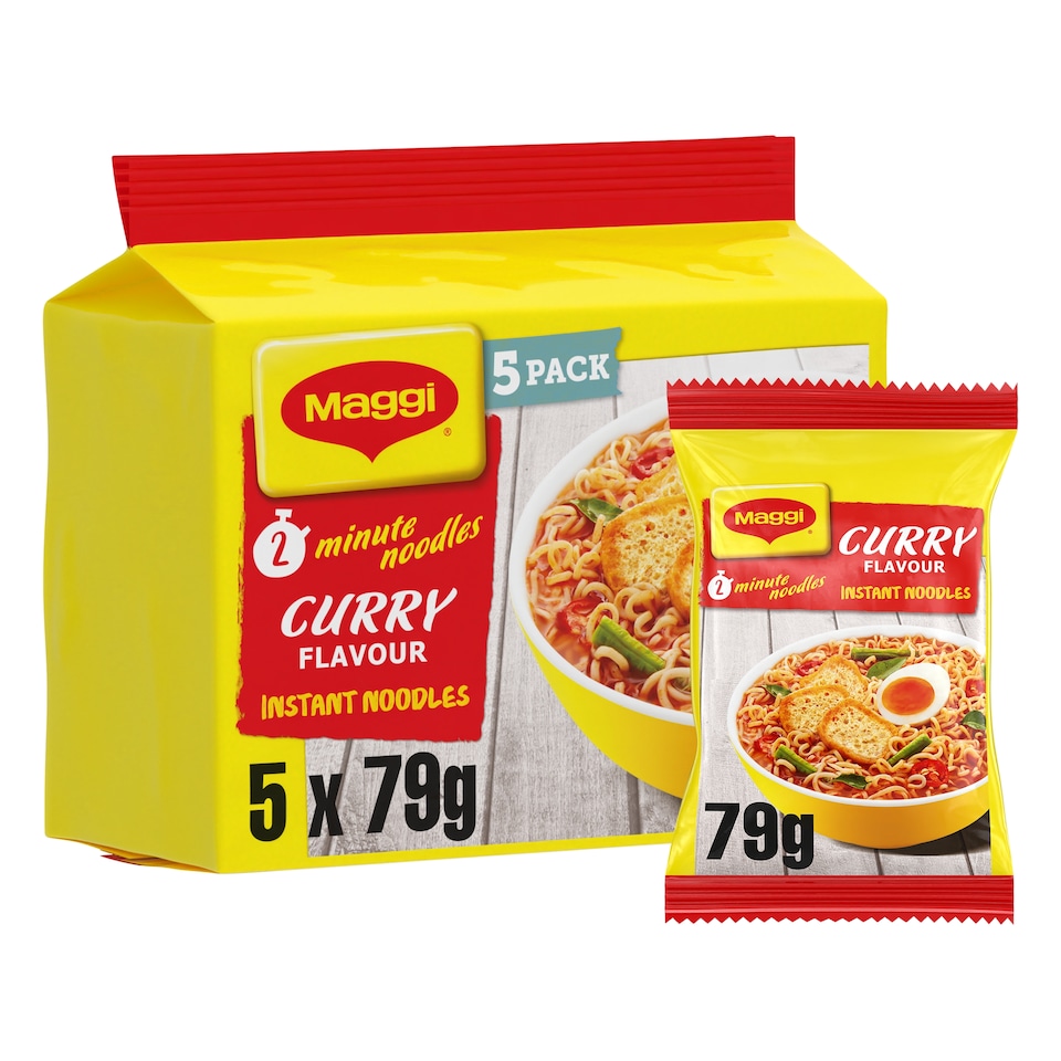 Maggi 2-Minute Instant Noodles - Curry Flavour 5x79g