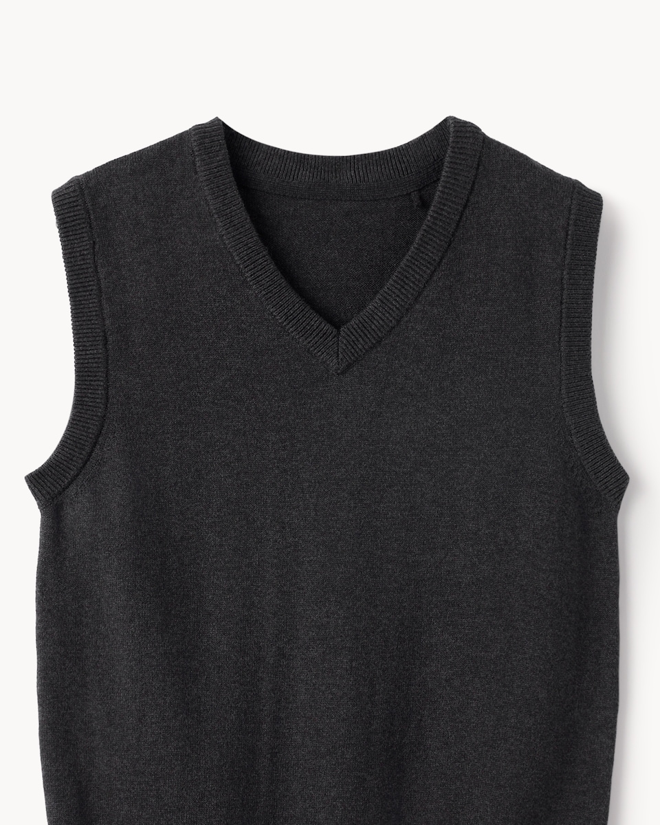 image 1 of F&F School Unisex Pure Cotton V-Neck Tank Top in Grey