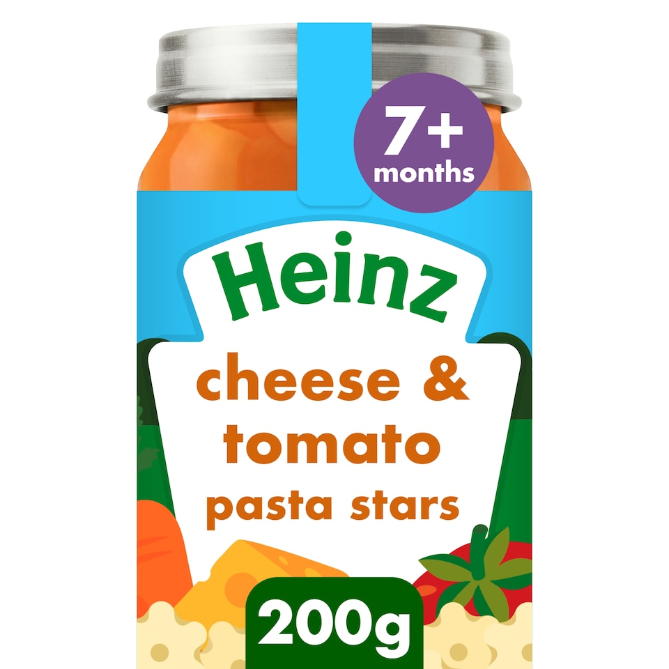 image 1 of Heinz Cheese and Tomato Pasta Stars Baby Food Jar 200g