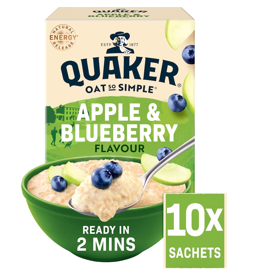 image 1 of Quaker Oat So Simple Apple & Blueberry Porridge Sachets 10x36g