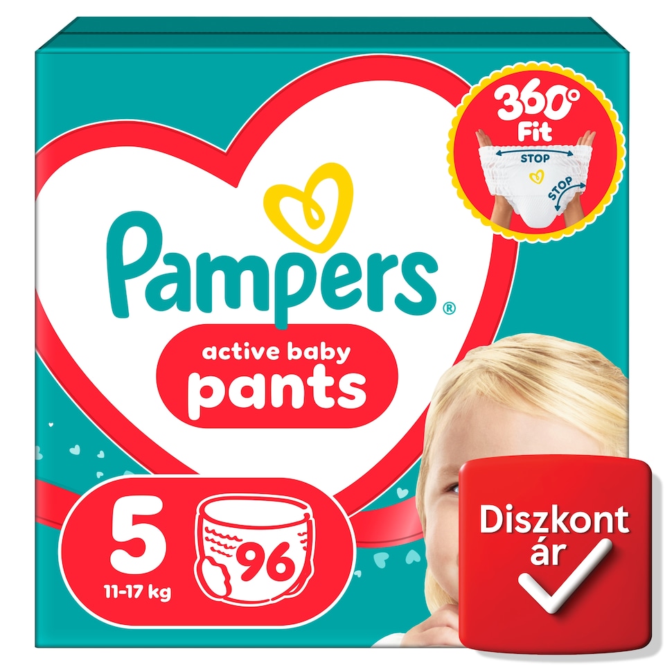 Pampers Active Baby Bugyipelenka, Méret: 5, 96 db Pelenka, 11kg-17kg  1. kép