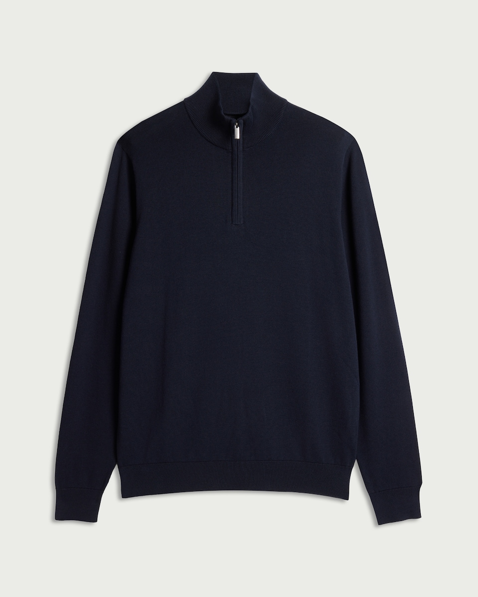 image 1 of F&F Pure Cotton Half Zip Jumper in Navy