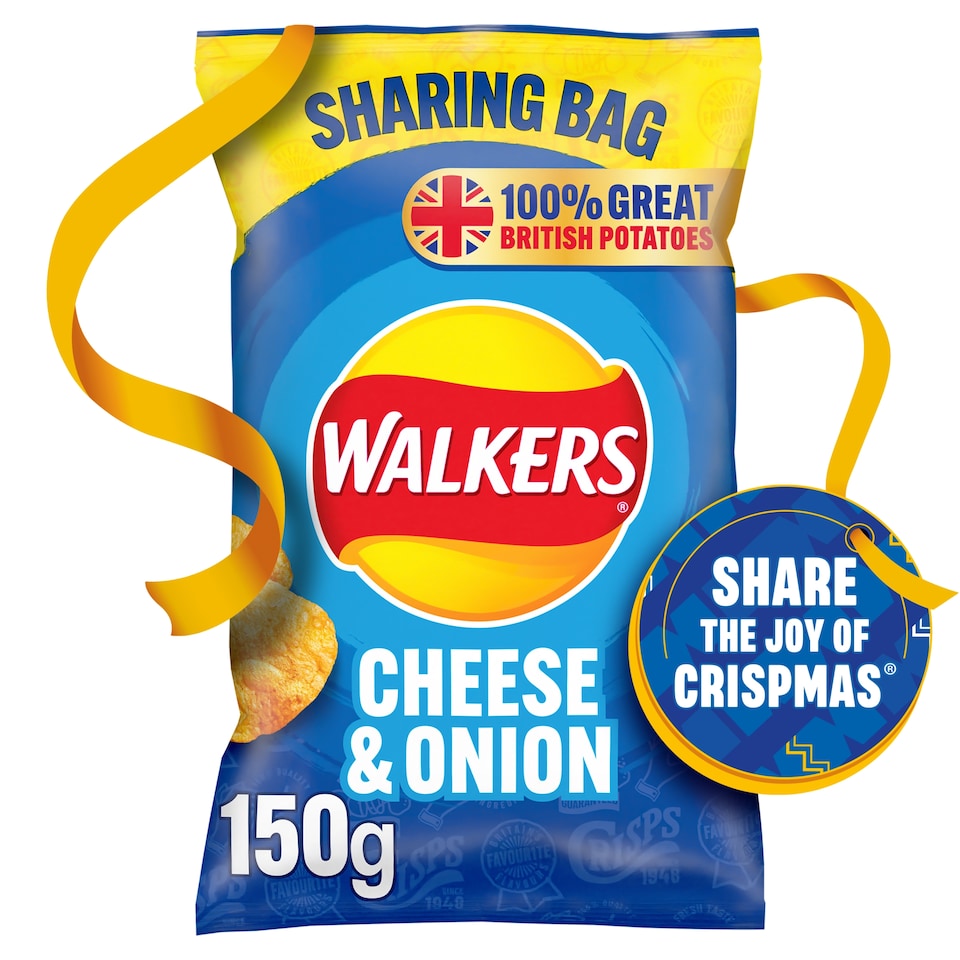 image 1 of Walkers Glorious Cheese & Onion Flavour Potato Crisps 150g