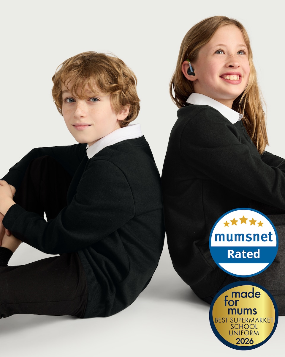 image 1 of F&F School Unisex 2-Pack Cotton Rich Sweatshirts in Black