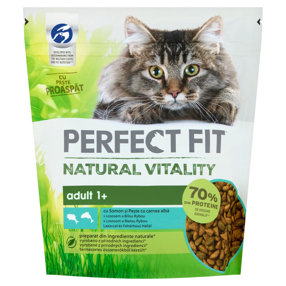 image 1 of Perfect Fit Natural Vitality Complete Dry Food for Adult Cats with Salmon and White Fish 650 g