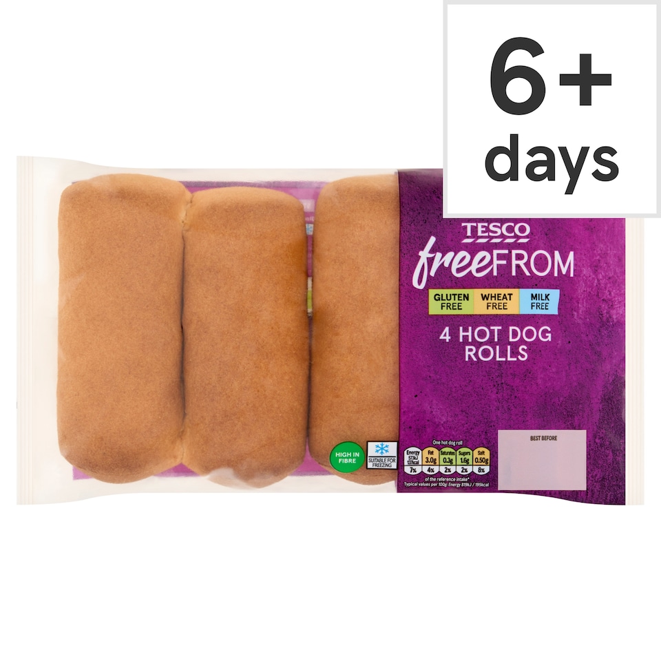Tesco Free From Hot Dog Rolls 4 pack
