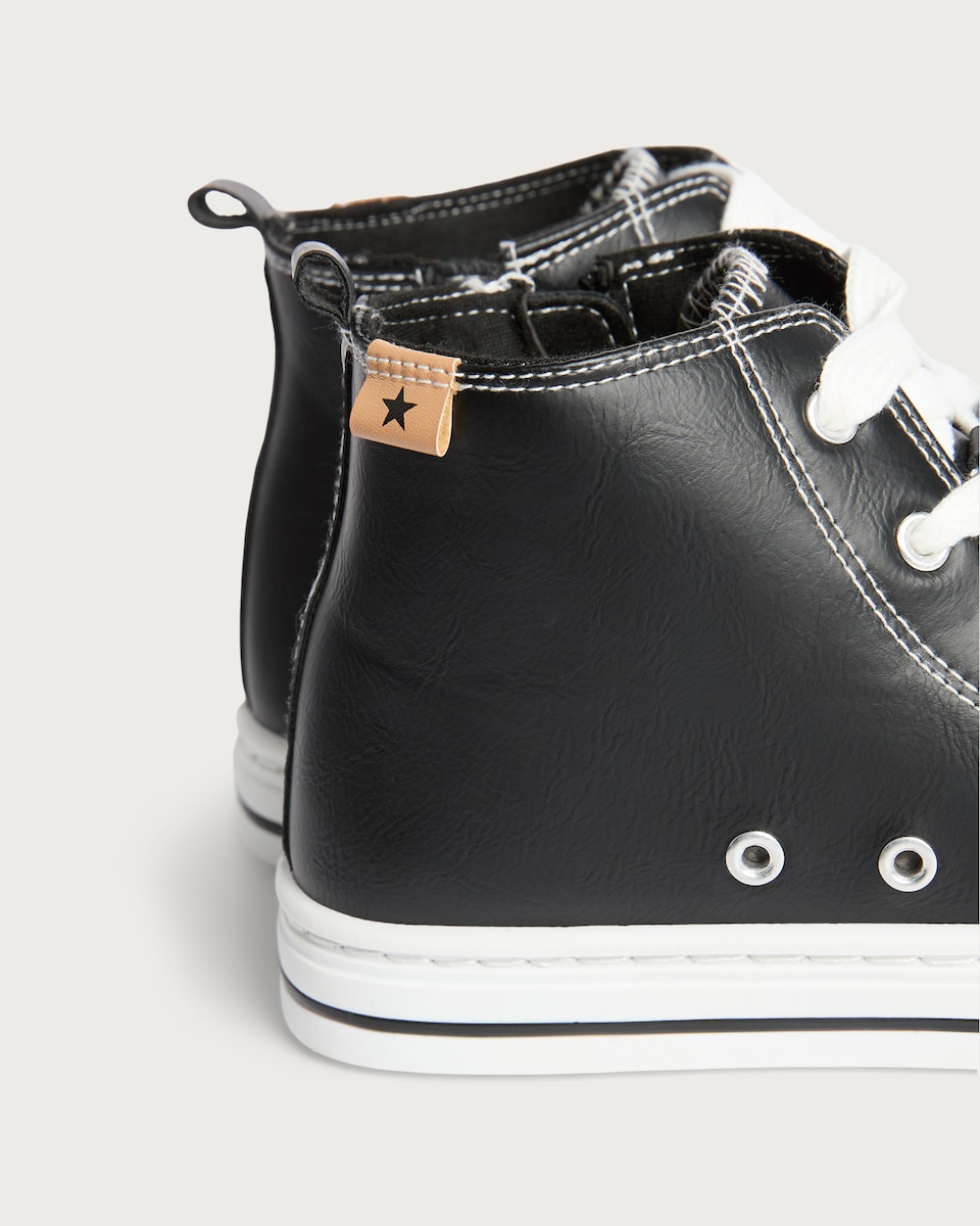 image 1 of F&F Boys Lace Up High Top Trainers in Black