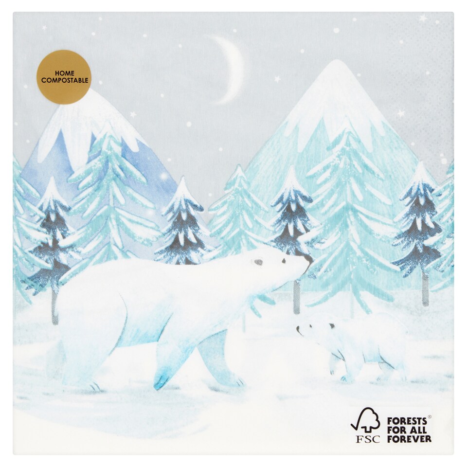 Tesco Polar Bear Napkin 3Ply 20 Pack