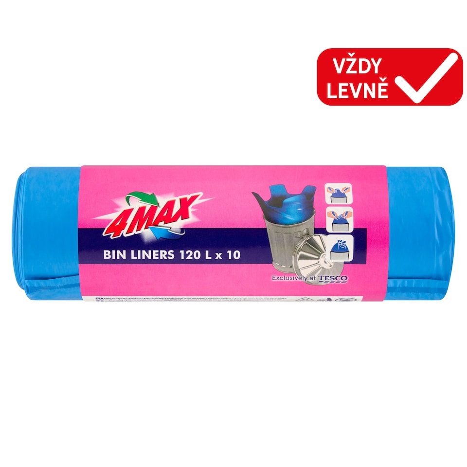 4MAX Pytle na odpadky 120 l 10 ks