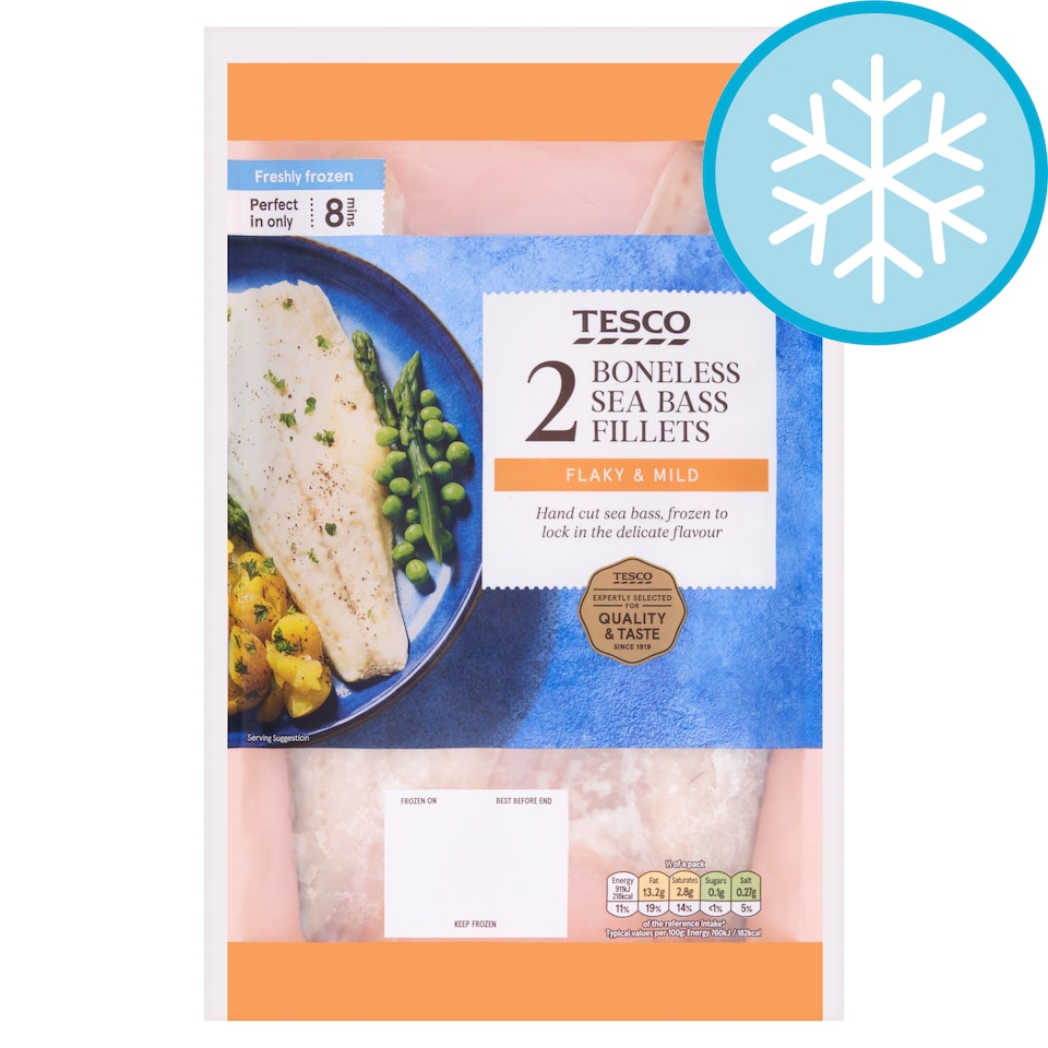 Tesco 2 Boneless Sea Bass Fillets 240g