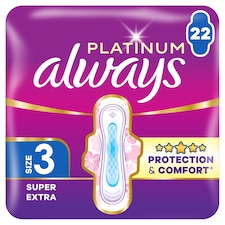 Always Platinum Hygienické Vložky Super Extra (Velikost 3) 22 Ks