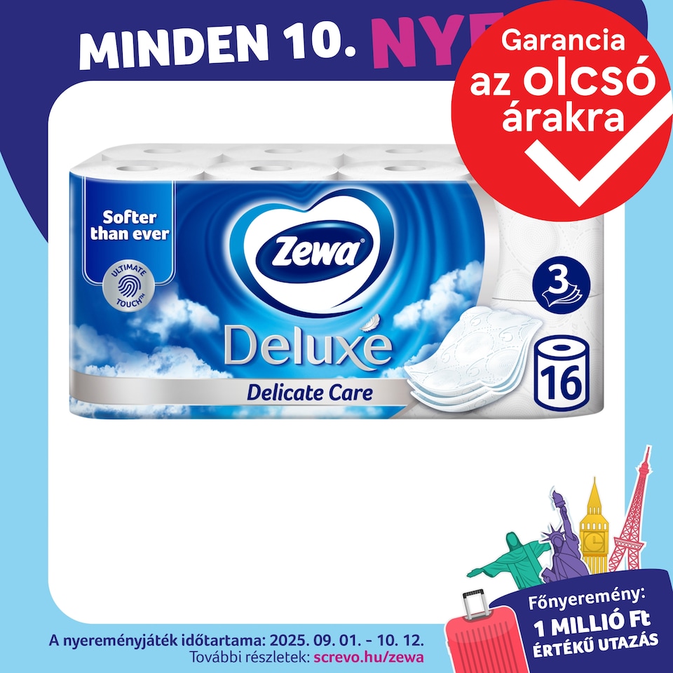 image 1 of Zewa Deluxe Delicate Care Toilet Paper 3 Ply 16 Rolls