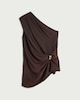 image 4 of The F&F Edit Satin One Shoulder Co-ord Top in Chocolate