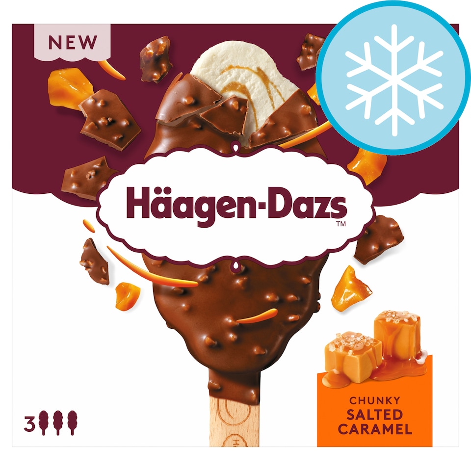 image 1 of Haagen-Dazs Chunky Salted Caramel Stick Bar Ice Cream 3x80ml