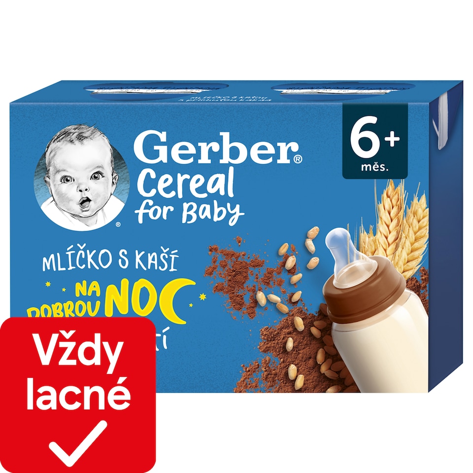 obrázok 1 z GERBER Cereal mliečko s kašou s príchuťou kakaa 2 x 200 ml