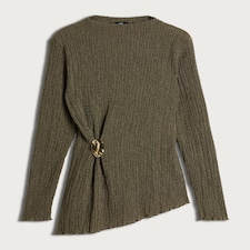 F&F Textured Metal Accent Long Sleeved Co-ord Top in Khaki