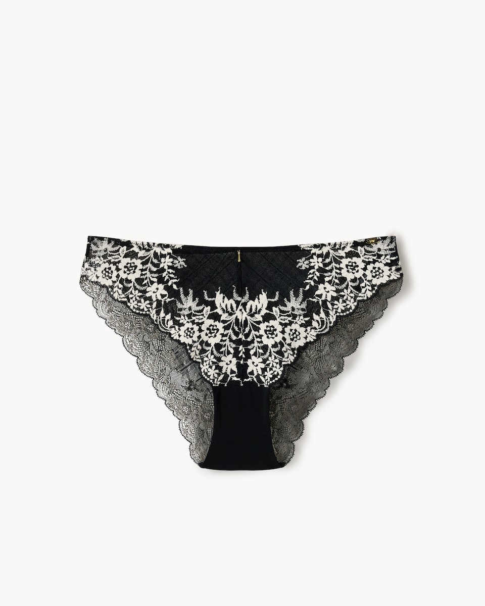 image 1 of F&F Floral Lace Brazilian Knickers in Black