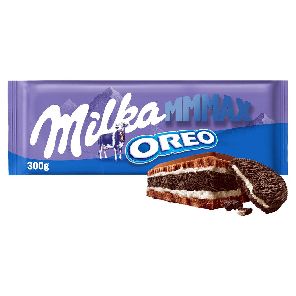 image 1 of Milka Mmmax Oreo Alpine Milk Chocolate with Vanilla-Flavored Milk Cream Filling and Biscuit 300 g