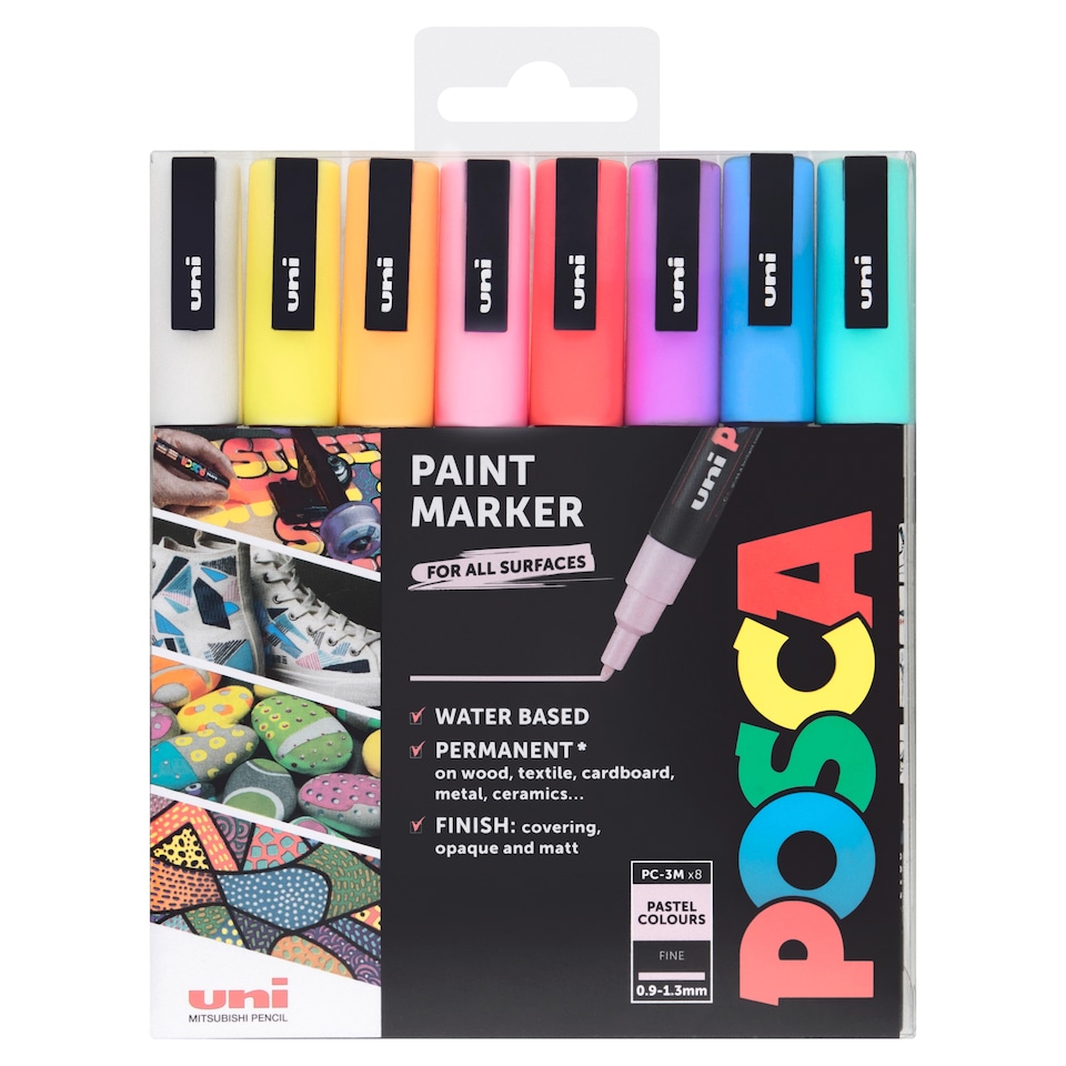 image 1 of Posca Paint Marker Fine Pastel X8