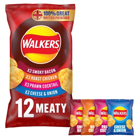 Walkers Meaty Variety Crisps 12X25g Tesco Groceries