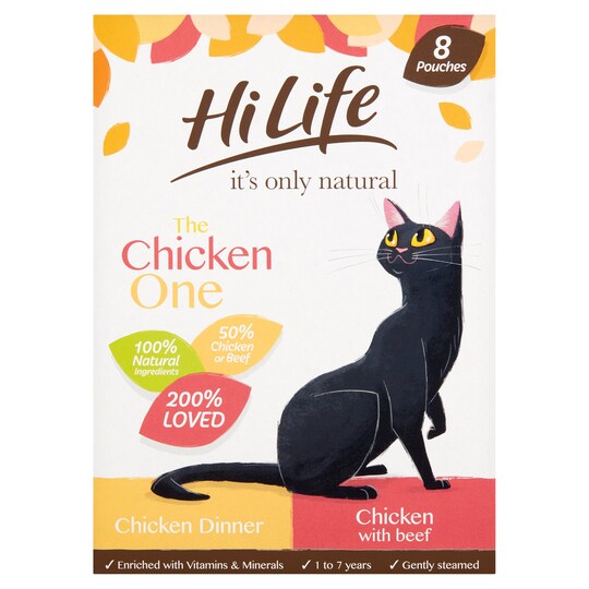 Hilife Natural The Chicken One Cat Food 8x70g Tesco Groceries