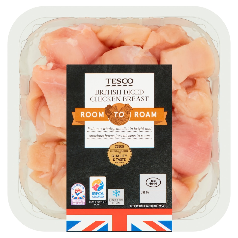 Tesco Room To Roam British Diced Chicken Breast 400G