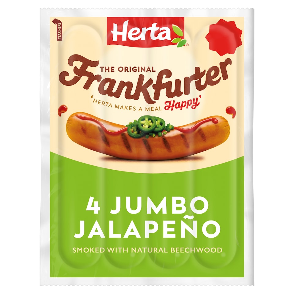 Herta 4 Jumbo Jalapeno Frankfurters 360g