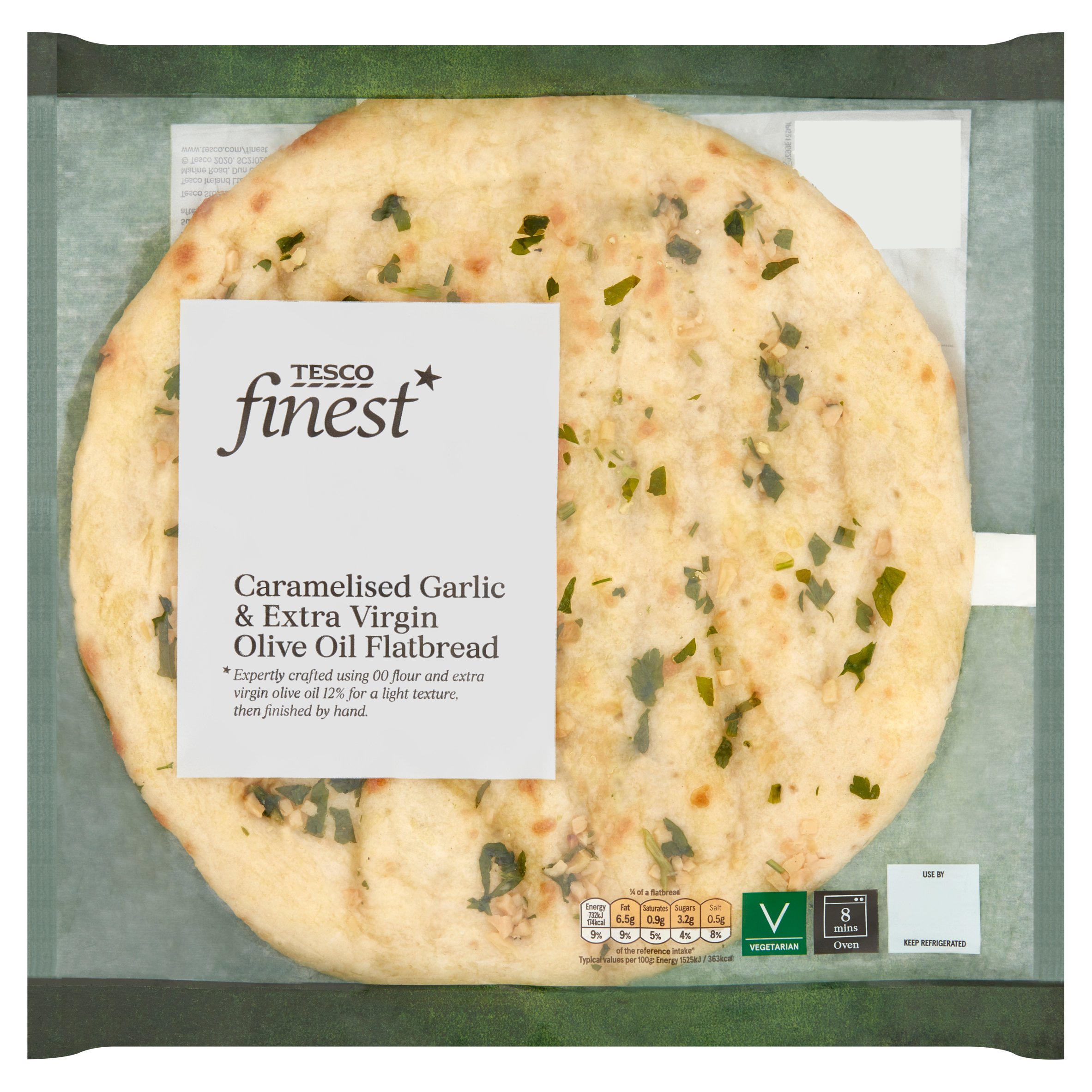 Tesco Finest Garlic & Extra Virgin Olive Oil Flatbread 200G
