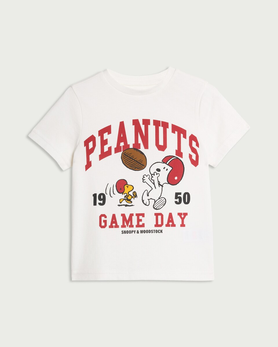 image 1 of Snoopy Pure Cotton Game Day T-Shirt in Cream